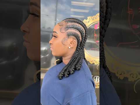 Braiding my sister thick hair in stitch braids #thickhair  #naturalhair #braidinglife  #braidingtips