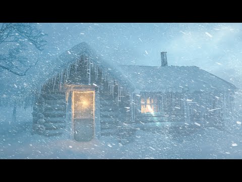 Magical Winter Night: A Cozy Home Under a Snow-Covered Tree – Serenity in the Snowstorm