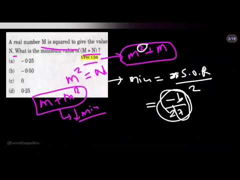 UPSC CDS 2025 🔥 | A real number M is squared to give the value N. What is the minimum value