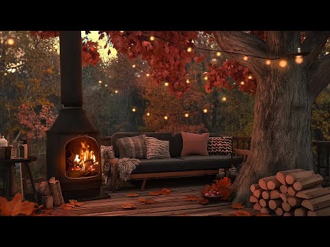 Pumpkin Carving with Jazz 🎃 Relaxing Rainy Fall Porch Ambience