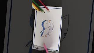 penguin and fish drawing with 9 #drawingwithnumbers #quickdrawing #drawingskill #drawingtutorial