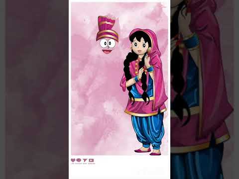 Punjabi Nobita Shizuka l cartoon portrait l art l #shorts #ytshort #justviralgo #nobitashizuka