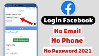 How To Login Facebook Account Without Email and Phone Number 2021 | Fb Id Login