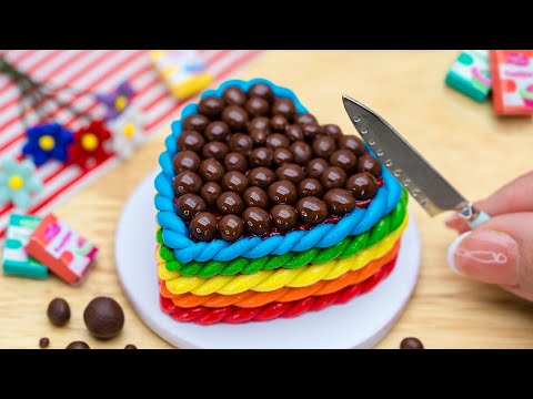 Beautiful Miniature Colorful Heart Chocolate Cake Decorating 🌈 Delicious Fondant Cake By Mini Tasty
