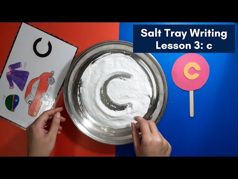 Salt Tray Writing | Lesson 3: Phonic c |  Montessori Homeschool Curriculum by Junior Scholars