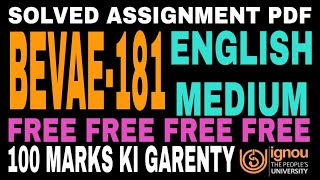 BEVAE 181 Solved assignment 2022-23 all pdf free !