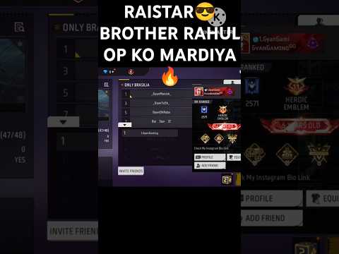 RAISTAR 😎 BROTHER RAHUL OP 🔥KO MARDIYA LIVE STEARM MAIN😈#raistar #rahulop #freefire #tgrnrz #shorts