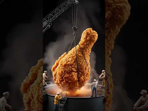 small people work on chiken leg piece#yummy #subscribe #funny #like #folllow