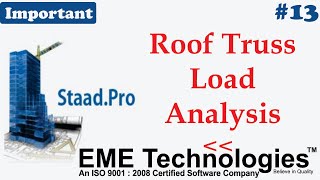 Tutorial for Load Analysis of Roof truss | Staad Pro