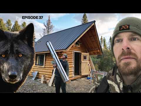 WOLVES, Wood Stove + Floor Install |EP37| Log Cabin Build on Off-Grid Homestead