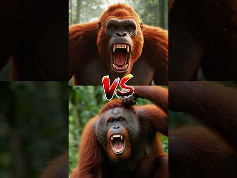 Gigantopithecus vs. Orangutan — who would win? #wildanimals #monkeys #shorts