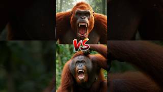 Gigantopithecus vs. Orangutan — who would win? #wildanimals #monkeys #shorts