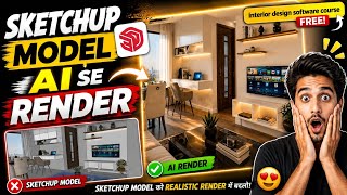 No V-Ray! SketchUp Model ko AI se Render Kare|| SketchUp render free [HINDI] #interiordesign 
