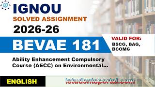 IGNOU BEVAE 181 Solved Assignment 2026-26 | English Medium | Download PDF | IGNOU Students Portal