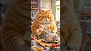 Today my ai cat ate a roasted chicken #aicat #cuteanimals #trendingshorts