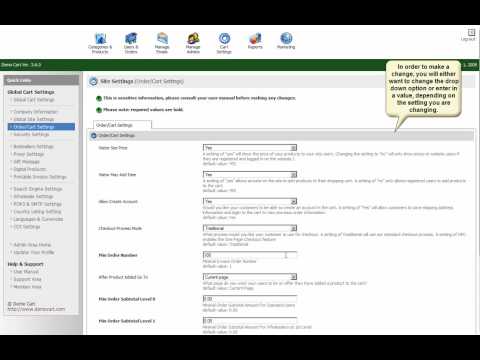 Pinnacle Cart: Updating Your Order and Cart Setting in Pinnacle Cart Shopping Cart
