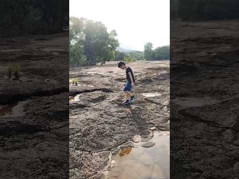 Little Adventurer 🌳💦! Cute boy enjoy nature at the dam's edge! So much joy in simple things! ❤️