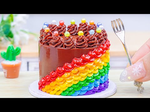 Amazing Mini Rainbow Cake Recipe With Chocolate | Mini Rainbow Cake Decoration Ideas