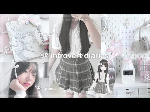 INTROVERT DIARIES ep. 1 🎀☁️ | drawing, morning routine, makeup grwm, haul, closet tour | jorginakei