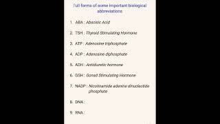 Biological abbreviations #biology #boards #competitive #exam #mostaskedquestions #important #science