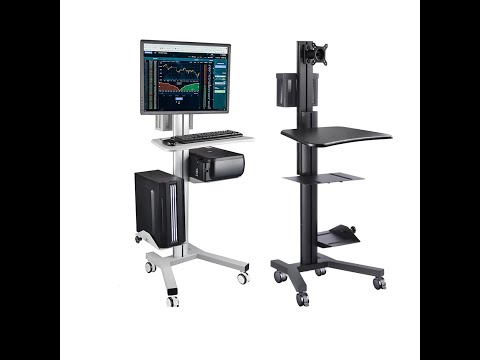 PC Computer Cart Workstation with Power Strip 2-Monitor by Precision Metal Work