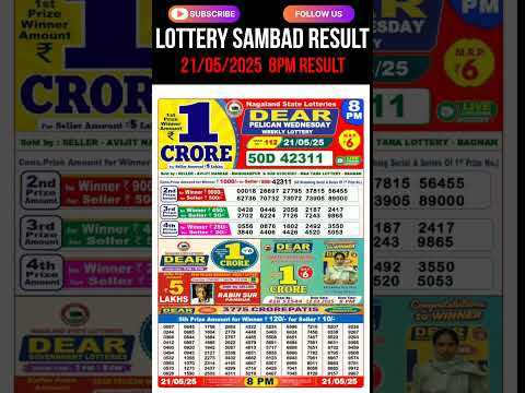 Lottery Sambad Result 8PM 21/05/2025