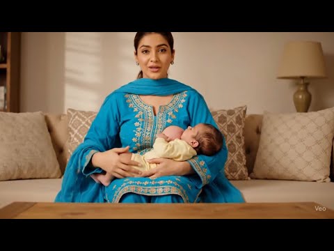 A Young Pakistani Woman Breastfeeding her Baby in a Traditional Dress
