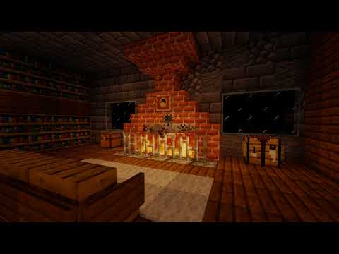 Minecraft Relaxing Fireplace and Rain Ambience with vanilla music (10 hours) (Day/Night Cycle)