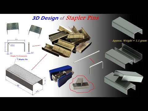3D Design of a Stapler Pins, #3Dmodeling, #SolidEdge, #SolidWorks, #Creo, #Catia, #stationery
