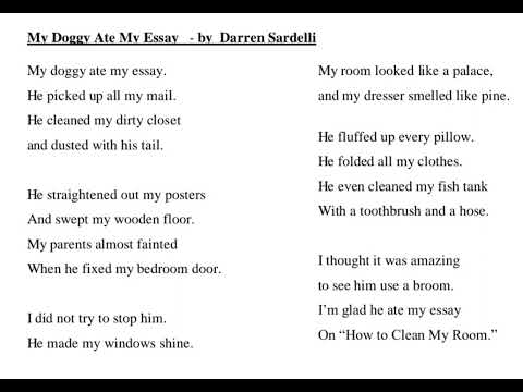 My doggy ate my essay by Darren Sardelli/English day competition 2023/Poetry recitation/Grade 06