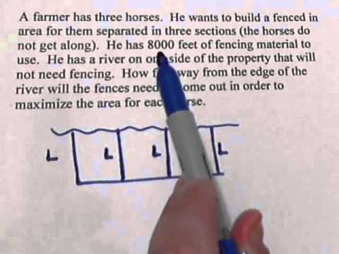 Fencing -- Maximizing Area (for College Algebra)