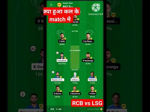 कैसा रहा कल का मॅच || RCB vs LSG winner dream 11 team 🏆🥇 #shorts #shortvideos #dream11 #dream11ipl