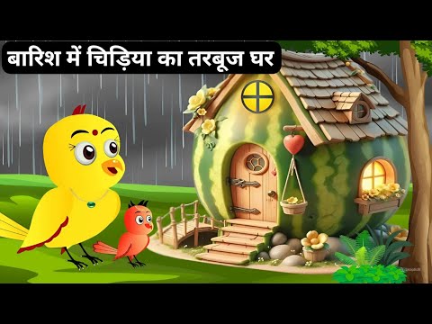 बारिश में चिड़िया का तरबूज घर | Rano Chidiya Wala Cartoon | Tuni Achhi Cartoon | Hindi Kahani