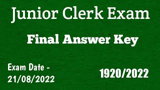 Junior Clerk Exam Final Answer Key 2022.Ep:467