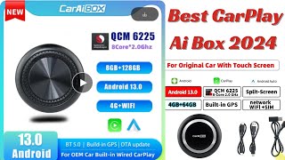 CarAiBOX Android 13.0 Qualcomm 6225 8-Core CPU CarPlay Ai Box Wireless CarPlay Android Auto 4G LTE