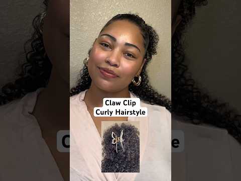 Easy Claw Clip Curly Hairstyle #clawcliphairstyles #curlyhairstyles #halfuphalfdown #hairtutorial