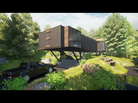 Stunning 2-Bed Shipping Container House in the Heart of the Forest | Floating Design & Outdoor Pool