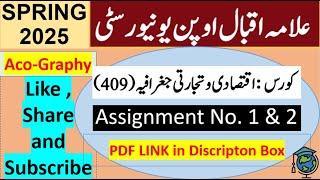 AIOU Code 409 Solved Assignment No.1 & 2 Spring 2025 |Subject: Commercial Geography |Level: Bachelor