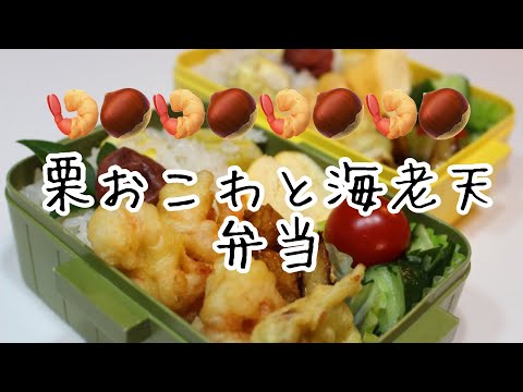 ぽちゃ妻の弁当作り#76「栗おこわと海老天」弁当　#お弁当シリーズ