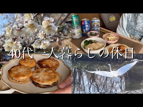 【40代一人暮らしの休日】散歩/れんこんのはさみ焼き/昼飲み