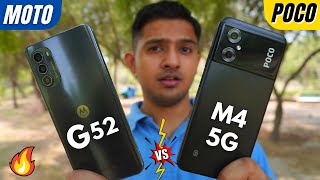 Moto G52 Vs Poco M4 5G - Full Comparison⚡Camera, Gaming, Display & More⚡Which One To Buy ? 🔥🔥