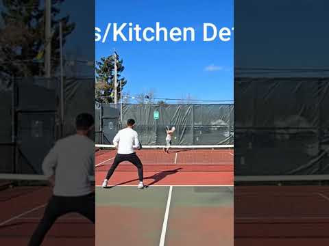 Practicing my kitchen line defense against a 5.0 level tennis player. #pickleballkitchen #pickleball