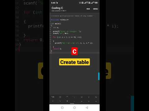 C Program To Create Table Of Any Number. #shorts #coding