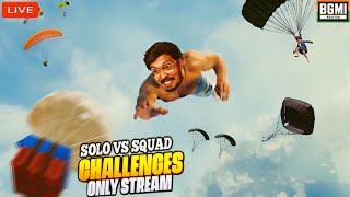 🔴Solo vs Squad Live Challenges in BGMI | PUBG Mobile Live | Road to 100k🔥​
