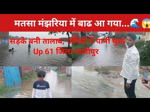 मतसा मंझरिया में बाढ आ गया...🌊😱सड़के बनी तालाब,पानी घुसा Up 61 जिला गाजीपुर #rasidahamad #ganga 
