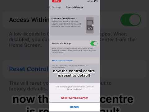 reset control centre on ios 18.1