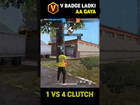 GIRL V BADGE YOUTUBER AA GAYA 1 VS 4 CLUTCH BY GYANSR #shorts #viral #short #shortsfeed #freefire