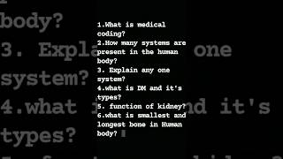medical coding interview questions | fresher interview questions|#medicalcoding #interview