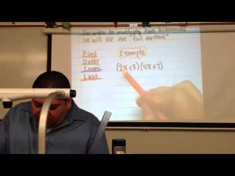 Multiplying Binomials (FOIL)