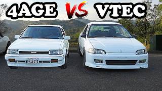 Honda VTEC Chases Toyota 4AGE - Touge Battle!